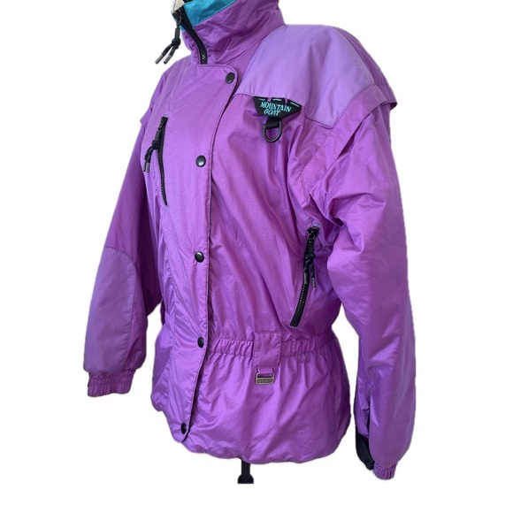 Vintage 80s Mountain Goat purple & turquoise ski jacket w shoulder pads Women M. - Picture 6 of 16